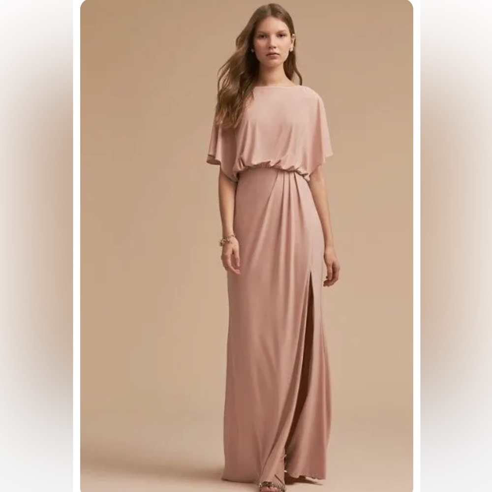 BHLDN Lena Flutter Sleeve Jersey Dress Blush Pink